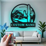 Décoration murale en métal personnalisée Cactus du désert avec rétroéclairage LED Cadeau du Sud-Ouest pour le salon ou la terrasse 2