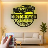 Décoration murale en métal LED personnalisée pour voiture de muscle, cadeau de garage pour passionnés de voitures, décoration de man cave 6