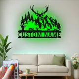 Custom Deer Hunter Led Light Metal Wall Art Personalized Gift for Hunters Rustic Cabin Decor 1