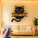 Décoration murale en métal personnalisée en forme de silhouette de chat avec rétroéclairage LED - Cadeau pour les amoureux des chats - Décor de chambre ou de salon 2