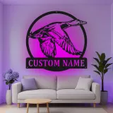 Cartel de metal LED de pato personalizado Regalo para amantes de la naturaleza Decoración de cabaña rústica