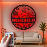 Décoration murale en métal personnalisée Licorne avec rétroéclairage LED Cadeau personnalisé pour enfants Décor de chambre magique