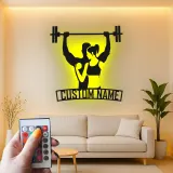 Panneau en métal personnalisé pour couple sportif | Décor LED personnalisé pour salle de sport à la maison | Décoration murale fitness, cadeau pour couple