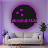 Insegna in metallo personalizzata con luce LED per palline da bowling, regalo personalizzato per appassionati di bowling, decorazione per sala giochi