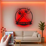 Insegna in metallo LED personalizzata chiave e chiave a tubo regalo per meccanici decorazione garage o laboratorio