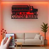 Cartel de Metal de Camión Cisterna Personalizado | Arte de Pared LED para Garaje | Decoración Industrial para Man Cave | Regalo Personalizado para Camioneros