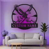 Custom Eagle Led Light Metal Wall Art Personalized Gift for Nature Lovers Office or Living Room Decor