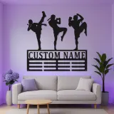 Panneau LED Muay Thai Personnalisé | Art mural en métal Kickboxing sur mesure | Décor d'Arts Martiaux pour Salle de Sport ou Cadeau pour Athlète