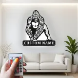 Décoration murale en métal gorille sur mesure | Panneau LED faune pour salle de sport ou man cave | Plaque nominative personnalisée