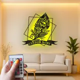 Décoration murale en métal LED crâne gothique | Décor personnalisé style tatouage | Panneau prénom sur mesure pour chambre ou studio