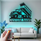 Cartel de metal LED de camión volquete personalizado, regalo para entusiastas de camiones, decoración para garaje u oficina 1