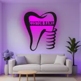 Custom Dentist Tooth Led Light Metal Wall Art Personalized Dental Office Decor Gift for Dentists