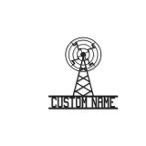 Personalisierte LED Metall-Wandkunst eines Funkmastes | Individuelles Retro-Broadcasting-Schild | Vintage Radio Antenne Dekor für Studio & Büro