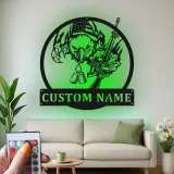 Insegna in metallo LED personalizzata con aquila e fucile - Regalo patriottico per veterani, decorazione per man cave o militare