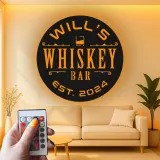 Cartel de metal personalizado con luz LED para bar de whisky, regalo personalizado para amantes del whisky, decoración de bar en casa