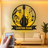 Custom Guitar LED Sign | Personalized Metal Wall Art for Music Room | Musician Name Plaque with Lights