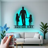 Cartel de metal LED personalizado con silueta familiar, regalo para padres, decoración familiar para el salón