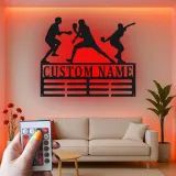 Supporto per medaglie da tennis da tavolo personalizzato | Arte murale in metallo LED Ping Pong | Insegna di esposizione personalizzata | Decorazione per sala giochi e regalo per giocatori