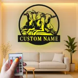 Cartel de metal de cabra personalizado con LED | Decoración mural farmhouse personalizada | Decoración rústica de granero y regalo para amantes de las cabras