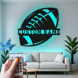 Insegna LED football personalizzata | Decorazione murale in metallo | Arredo per sala giochi per ragazzi | Regalo per allenatore