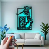 Custom Dancer and Speaker Led Light Metal Wall Art Personalized Music Lover Gift Bedroom or Studio Decor