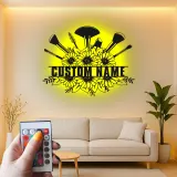 Panneau maquilleuse sur mesure | Décoration murale florale LED en métal | Décor personnalisé pour salon de beauté | Logo coiffeuse