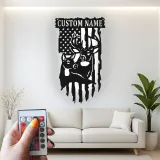 Custom Deer and American Flag Led Light Metal Wall Art Personalized Gift for Hunters Rustic Cabin Decor 1