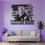 Enseigne métallique personnalisée de chèvre avec LED | Art mural personnalisé de maison de campagne | Décor de ranch avec drapeau américain pour agriculteurs