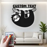 Personalized Sloth Nursery Sign | Custom Name LED Metal Art | Kids Room Night Light | Boho Wildlife Decor