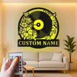 Insegna in metallo LED a forma di disco in vinile personalizzata, regalo per amanti della musica, decorazione per studio 2