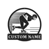 Personalisierte LED-Schild für Eisschnellläufer | Individuelle Metall-Wandkunst für Eiskunstläufer | Geschenk für Sportlerzimmer