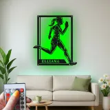Personalized Female Runner Metal Wall Art | LED Name Sign for Athlete's Room | Custom Track & Field Gift