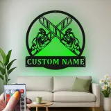 Personalisierte LED-Metall-Wandkunst mit Kettensäge – Geschenk für Holzfäller, Garage oder Werkstatt