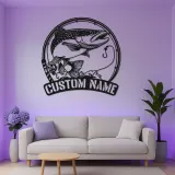 Panneau de pêche personnalisé avec LED | Décoration murale en métal sur mesure | Déco de maison de lac et salle de loisirs | Cadeau pour pêcheur