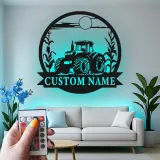 Cartel de metal LED de tractor personalizado Regalo para agricultores Decoración rústica para amantes de la agricultura