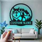 Custom Wolf Forest Scene Led Light Metal Wall Art Personalized Nature Lover Gift Rustic Cabin Decor