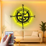 Insegna LED Personalizzata con Bussola Nautica | Insegna in Metallo con Ancora | Decorazione Costiera per Casa e Barca