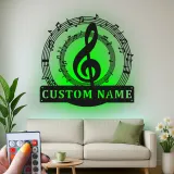 Personalized Treble Clef LED Sign | Custom Music Note Metal Art | Studio Wall Decor for Musicians