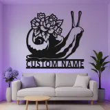 Panneau en métal personnalisé avec escargot | Décoration florale de jardin sur mesure avec LED | Cadeau pour amoureux de la nature | Déco patio et maison