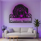 Cartel de metal personalizado con luz LED de perro de Terranova, regalo para padres de mascotas, decoración de salón o entrada