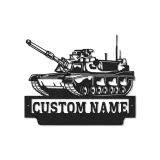 Arte in Metallo Tank Militare | Insegna LED Personalizzata con Nome per Soldato | Decorazione per Man Cave e Garage