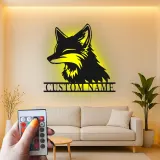 Custom Fox Metal Wall Art | Personalized LED Name Sign for Nursery or Living Room | Animal Lover Gift