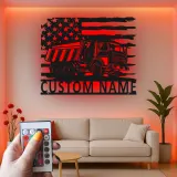 Insegna in metallo LED personalizzata a tema camion ribaltabile regalo per appassionati di camion decorazione per garage o man cave 5