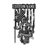 Personalized Firefighter LED Metal Sign | Custom Fireman Wall Art | Patriotic Hero Gift | Firehouse Decor