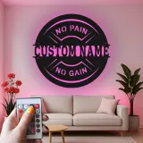 Letrero de gimnasio personalizado con LED | Arte metálico con nombre a medida para sala de entrenamiento | Decoración fitness motivacional para aficionados al gimnasio en casa