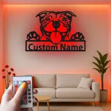 Insegna in metallo LED Bulldog personalizzata regalo per amanti dei cani decorazione per soggiorno 4