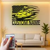 Insegna in metallo personalizzata per Jet Ski con LED | Insegna con nome per imbarcazione per casa al lago | Regalo per appassionati di nautica e decorazione per garage