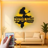 Panneau de sirène personnalisé | Lumière LED personnalisée | Décoration murale en métal pour chambre de fille | Décor de nursery nautique
