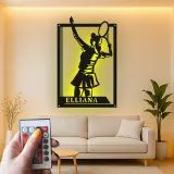 Custom Female Tennis Player Led Light Metal Wall Art Personalized Gift for Tennis Enthusiasts Game Room Decor