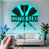 Insegna in metallo LED personalizzata per dartboard regalo per appassionati di freccette decorazione per sala giochi